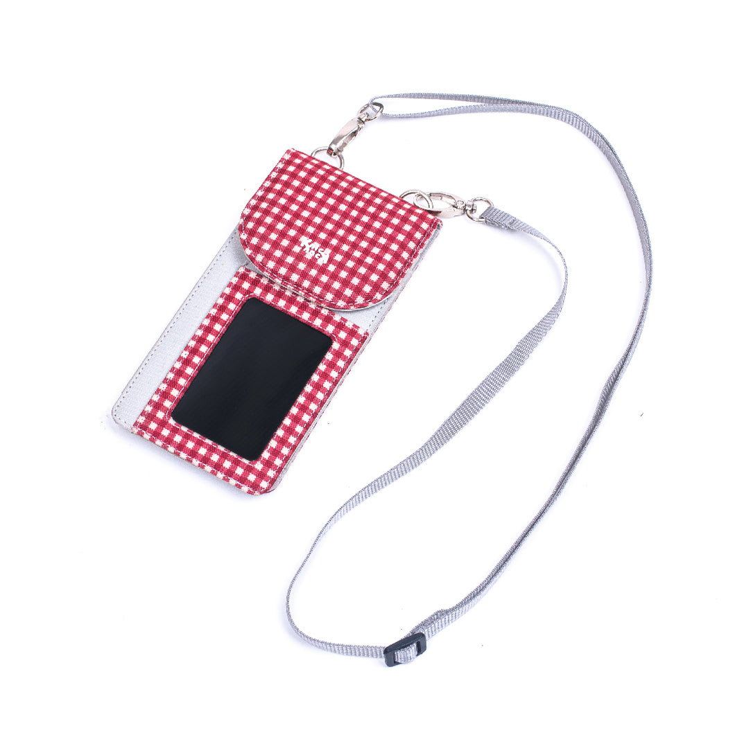 Dompet Telefon Maroon Kotak-kotak