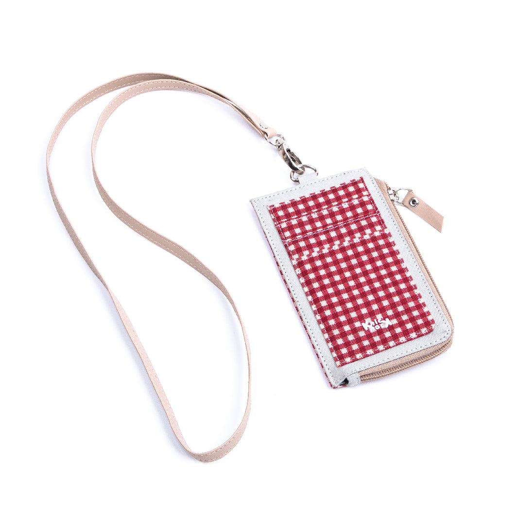 Zip Kad Id Wallet Plaid Maroon